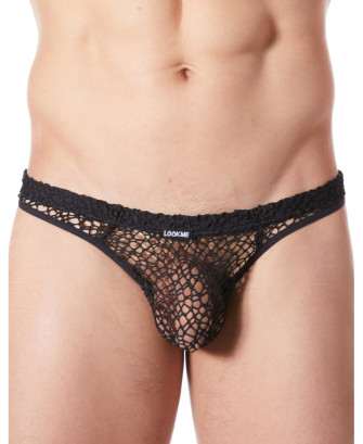 String noir sexy filet irrégulier fétichiste 